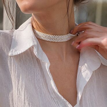 Украшения ручной работы. Ярмарка Мастеров - ручная работа Чокер «сияние перламутра». Handmade.