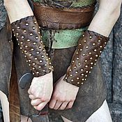 Субкультуры handmade. Livemaster - original item Leather Bracers with spikes. Handmade.