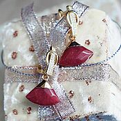 Украшения handmade. Livemaster - original item Gold-plated earrings with ruby 