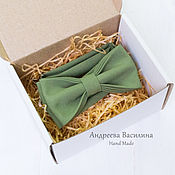 Аксессуары handmade. Livemaster - original item Olive solid color bow tie. Handmade.