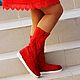 Felted boots, available in size 37-38.Red boots-chuni. High Boots. валенки Vladimirova Oksana. Online shopping on My Livemaster.  Фото №2