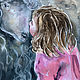 Картина с девочкой и овечкой, акварель, 18х18 см, картина в детскую. Картины. Мария Роева  Картины маслом (MyFoxyArt). Ярмарка Мастеров.  Фото №4