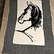 Knitted plaid 'Horse' knitting tattoo style black and white, Fun, Astrakhan,  Фото №1