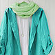 Turquoise cardigan jacket made of 100% linen, Jackets, Tomsk,  Фото №1