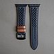 Темно - синий кожаный ремешок с перфорацией для часов Apple Watch. Ремешок для часов. TKACHCRAFT | Изделия из кожи. Интернет-магазин Ярмарка Мастеров.  Фото №2