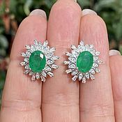Украшения handmade. Livemaster - original item Stud earrings made of silver with a doublet emerald. Handmade.