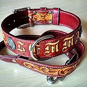 Зоотовары handmade. Livemaster - original item Leather dog collar, Personalized dog collar made of genuine leather. Handmade.