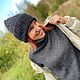 Шапка с отворотом  демисезон  ЮТА графит 80%шерсть 20%лен, Шапки, Санкт-Петербург,  Фото №1