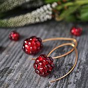 Украшения handmade. Livemaster - original item Red raspberry-long gold-plated earrings. Handmade.