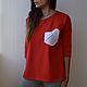 Longsleeve red free geometric origami pocket, T-shirts, Krasnodar,  Фото №1