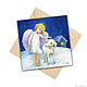 El ángel y el Cordero Cuadrado postal 15h15 cm en el sobre. Cards. KapustinaArt. Интернет-магазин Ярмарка Мастеров.  Фото №2