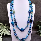 Работы для детей, handmade. Livemaster - original item Natural Blue Agate Long Beads. Handmade.