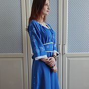 Одежда handmade. Livemaster - original item Dress with hand-printed (painted) in the boho style Fairy Tale blue. Handmade.
