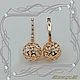 Earrings 'Openwork BALL' gold 585, Swarovski crystals. Earrings. MaksimJewelryStudio. My Livemaster. Фото №4