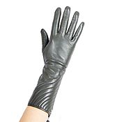 Винтаж handmade. Livemaster - original item Size 7.5. Winter Dark Green Genuine Leather Gloves. Handmade.