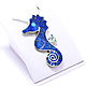 pendant Sea Horse. Lapis Lazuli, Turquoise, Mother Of Pearl. Handmade, Pendant, Moscow,  Фото №1