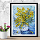 Painting with yellow flowers mimosa in a vase in oil. Pictures. Svetlana Samsonova. Online shopping on My Livemaster.  Фото №2