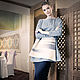 Blue Oversize Long Tunic with a decorative piece. Tunics. Zoe Bo Fashion. Online shopping on My Livemaster.  Фото №2