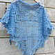 Summer openwork knit shawl, Linen blue shawl,a shawl made of linen, Shawls, Kazan,  Фото №1