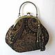 Women's leather bag BLACK and GOLD PAISLEY-2.A bag with a clasp, Clasp Bag, Rostov-on-Don,  Фото №1