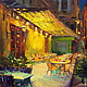 Cafe Van Gogh.  Oil painting.
