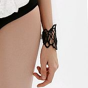 Украшения handmade. Livemaster - original item women`s bracelet. Leather bracelet BLACK. Openwork doodles.. Handmade.