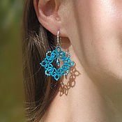 Украшения handmade. Livemaster - original item Square earrings, openwork earrings with handmade beads. Handmade.