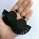 Black brush earrings with agate. Tassel earrings. Jewelry Elena. Online shopping on My Livemaster.  Фото №2