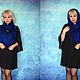 Hand knit embroidered shawl, Dark blue scarf, Bridal cape, Wool wrap. Wraps. Oksana (superplatok). My Livemaster. Фото №6