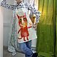 ФАРТУК с ручной росписью. Котик с цветочком. Роспись одежды. Фартуки. Натали Кот- роспись одежды и зонтов.. Ярмарка Мастеров.  Фото №6