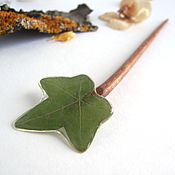 Украшения handmade. Livemaster - original item Wooden Ivy hairpin made of Beech with a real ECO leaf. Handmade.