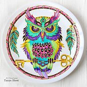 Посуда handmade. Livemaster - original item Decorative plate Owl dream catcher hand painted. Handmade.