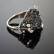 Earrings with obsidian in 925 silver ALS0014