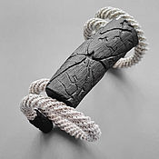 Украшения handmade. Livemaster - original item Knitted bracelet with wood. Handmade.