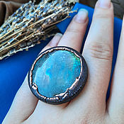 Украшения handmade. Livemaster - original item Copper ring with labradorite №2. Handmade.