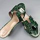 Order Sandals made of genuine crocodile leather, in green color. SHOES&BAGS. Livemaster. . Slingbacks Фото №3