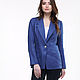 Dark blue 100% linen jacket. Jackets. etnoart. Online shopping on My Livemaster.  Фото №2