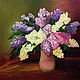 The Painting 'Lilacs»Oil. Host. Lilac flowers in a vase, Pictures, Sergiev Posad,  Фото №1
