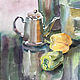 Watercolor. Painting watercolor. Still life with bottles and pepper. Pictures. ArtShipilina. Online shopping on My Livemaster.  Фото №2