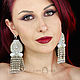 Earrings with Margaret fringe. Moonlight with mother of pearl. Long earrings, Earrings, Krasnodar,  Фото №1