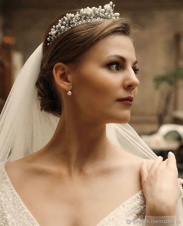 Pearl Wedding Tiara Elena, Bridal Crown, Tiaras, Moscow,  Фото №1