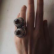 Украшения handmade. Livemaster - original item Double ring with stone and enamel. Handmade.