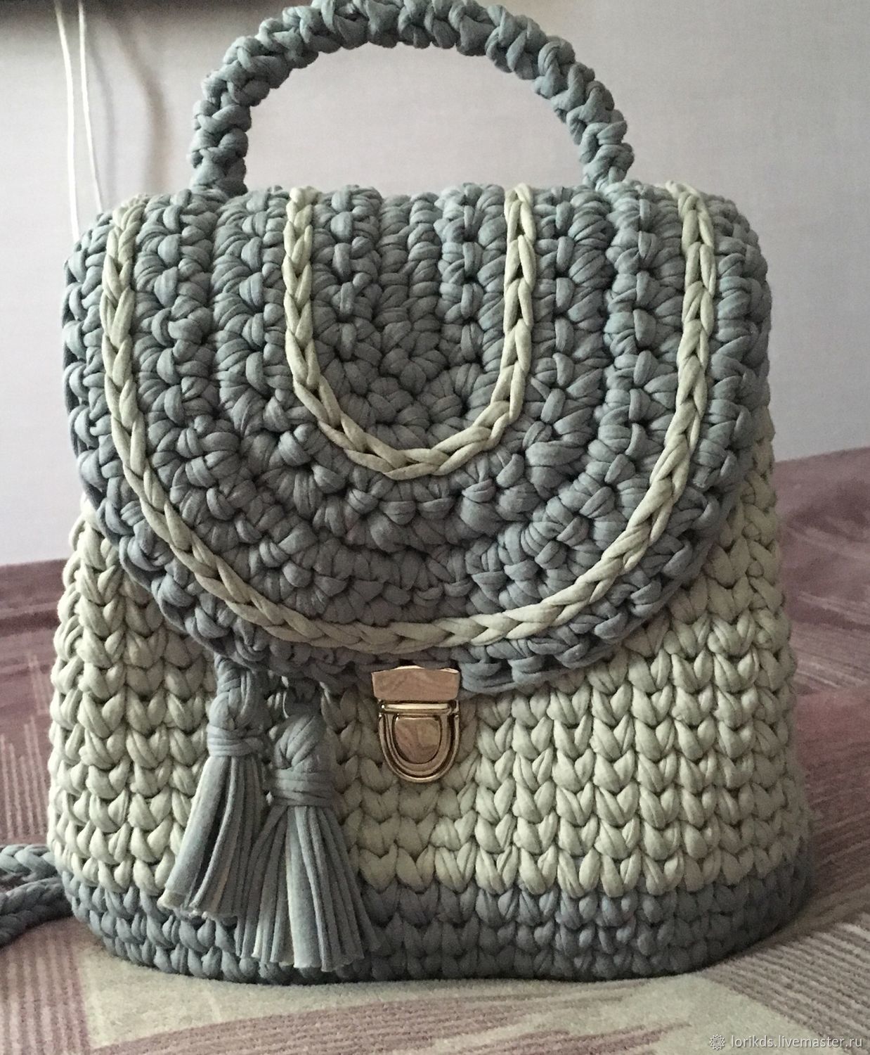 Рюкзак из трикотажной пряжи купить в интернет-магазине Ярмарка Мастеров ...