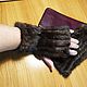 Fingerless gloves: fingerless gloves mink chocolate temptation, Mitts, St. Petersburg,  Фото №1