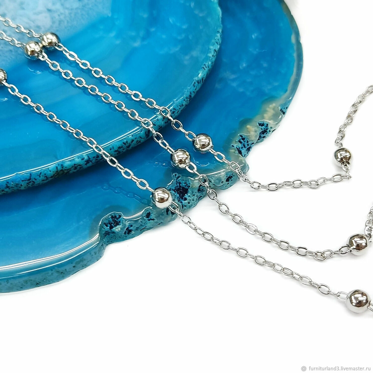 Цепь №20 Шар 3,5 мм. Звено 2х1,8 мм. 50 СМ. Родий в интернет-магазине ...