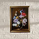 Картина маслом Букет цветов в вазе оливковая белая, Картины, Санкт-Петербург,  Фото №1