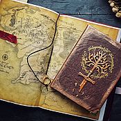 Канцелярские товары handmade. Livemaster - original item Notebook on the universe of the Lord of the Rings with the sword Narsil. Handmade.