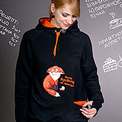 Одежда handmade. Livemaster - original item Women`s Fox Sweatshirt, Long Black Loose Sweatshirt, Hoodie. Handmade.
