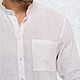 Рубашка мужская из льна белого оттенка. Рубашки мужские. Alviella | ATELIER. Ярмарка Мастеров.  Фото №4