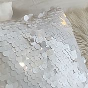 Для дома и интерьера handmade. Livemaster - original item Pillow with sequins white decorative 43*43. Handmade.
